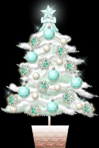 白いクリスマスツリーのイラスト