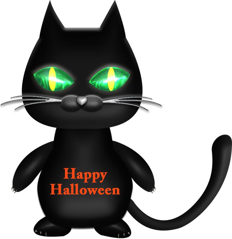 ハロウィンの可愛い黒猫イラスト