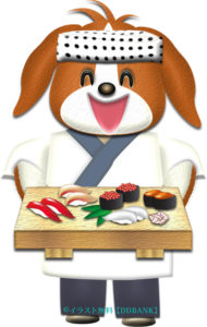 犬のお寿司屋さんのイラスト