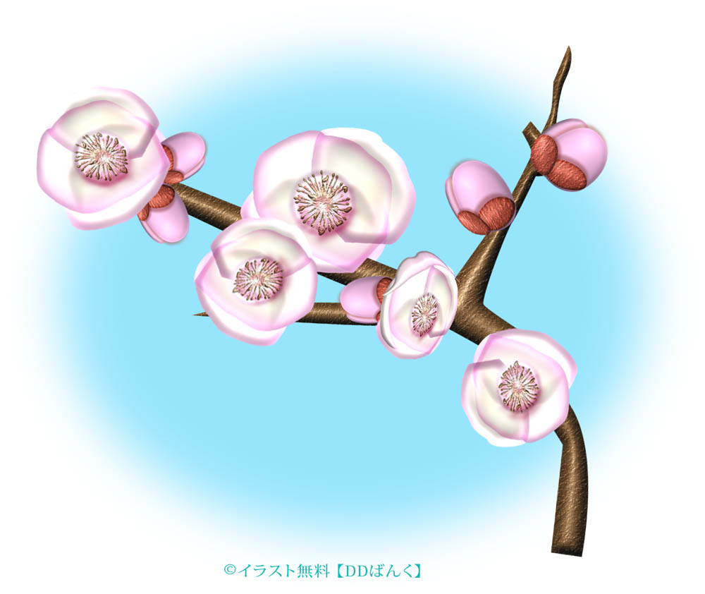 桃の花・一枝のイラスト