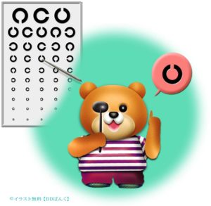 視力検査するクマのイラスト