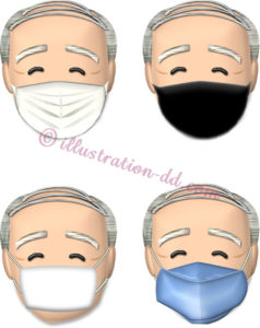 ４種類のマスク顔・おじいさんのイラスト