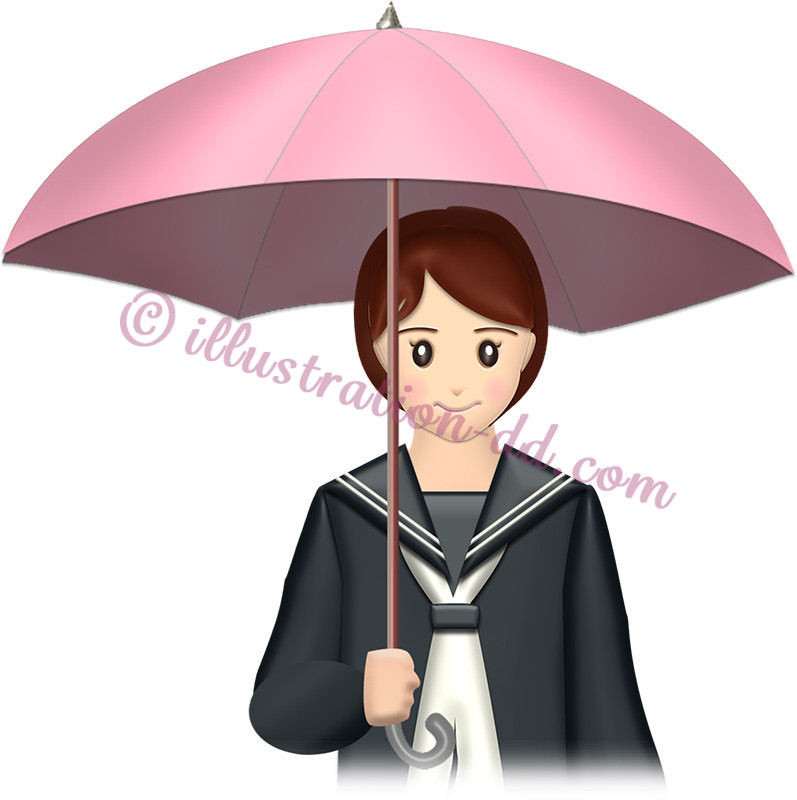 傘をさす女子高生のイラスト