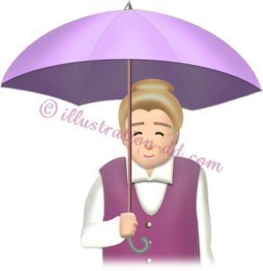 傘をさすお婆さんのイラスト