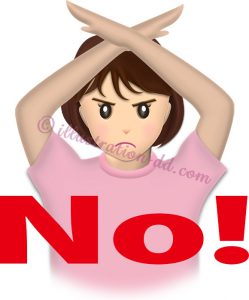 「NO!」を意思表示する女性のイラスト