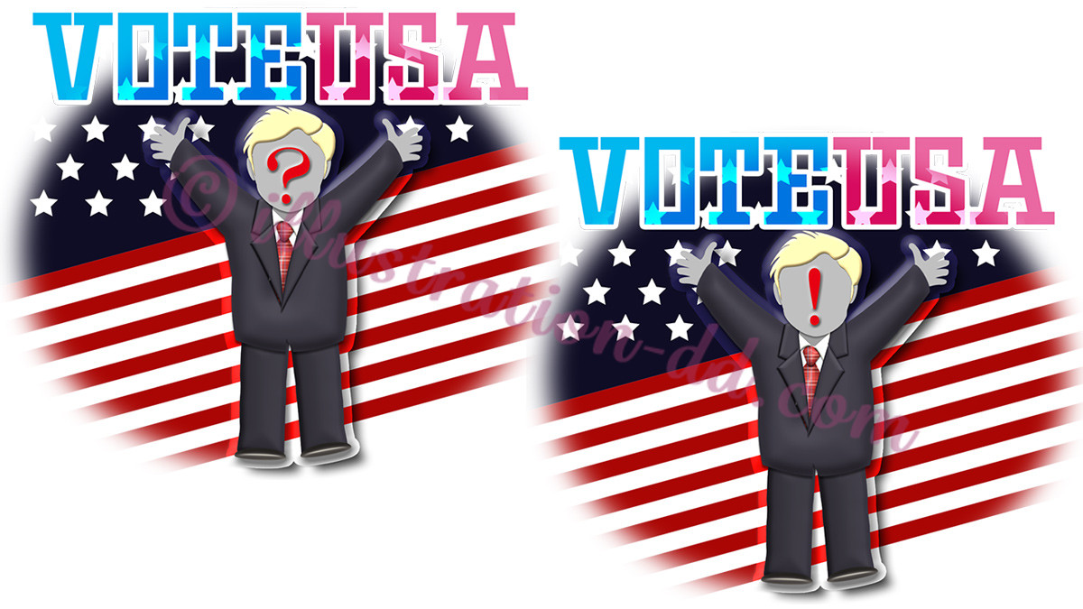 VOTE USA「？」「！」｜Free illustration