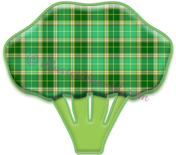 チェック柄ブロッコリーのイラスト