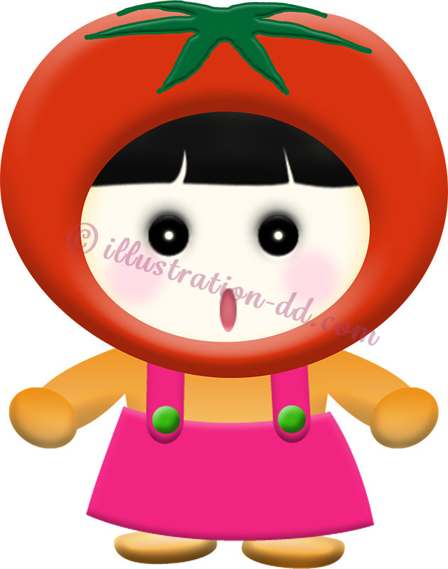 トマトのキャラクター・女の子のイラスト
