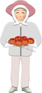 トマトを持つ農家の女性のイラスト