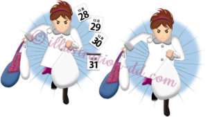 師走に走る忙しい主婦のイラスト