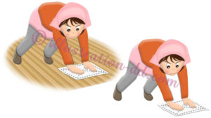 床掃除（ぞうきん掛け）する女性のイラスト