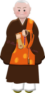 キリッと立っているお坊さんのイラスト