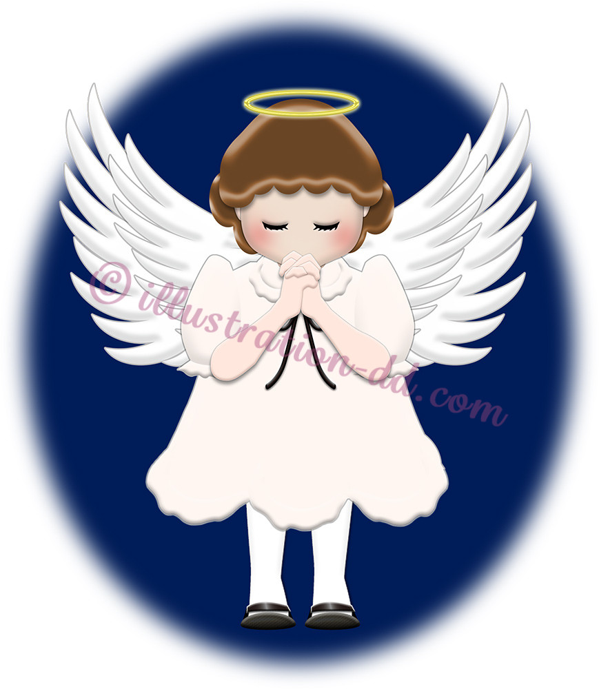 聖夜に祈る天使のイラスト