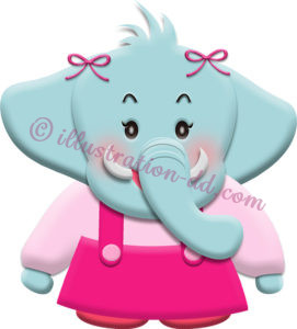 ゾウのキャラクター・女の子のイラスト