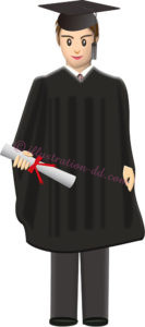 角帽とガウンの卒業生（男性）