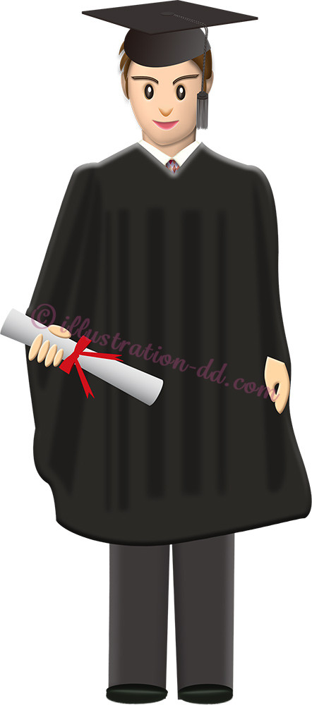 角帽とガウンの卒業生（男性）