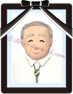 おじいさんの遺影（お葬式の写真）のイラスト