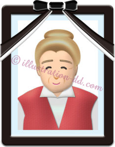 おばあさんの遺影（お葬式の写真）のイラスト