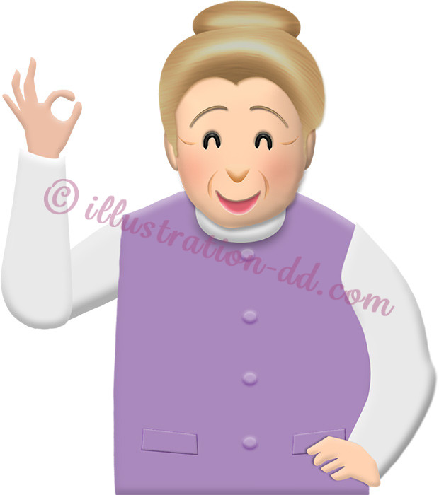 OKサインをするおばあさん１のイラスト