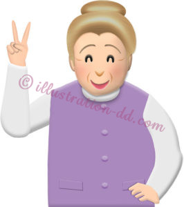 Vサイン・ピースサインをするおばあさん１