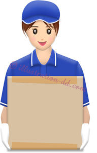 引っ越しサービス業者の若い女性のイラスト