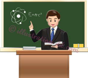 本を持って授業する男の先生 のイラスト