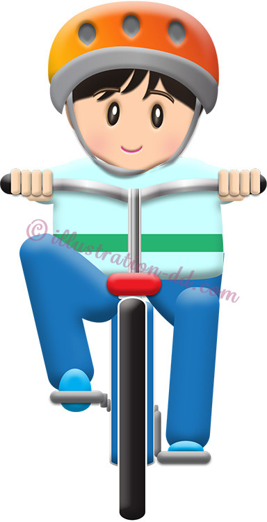 自転車に乗る男の子・正面向きのイラスト