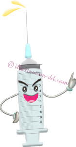 注射器のキャラクターのイラスト